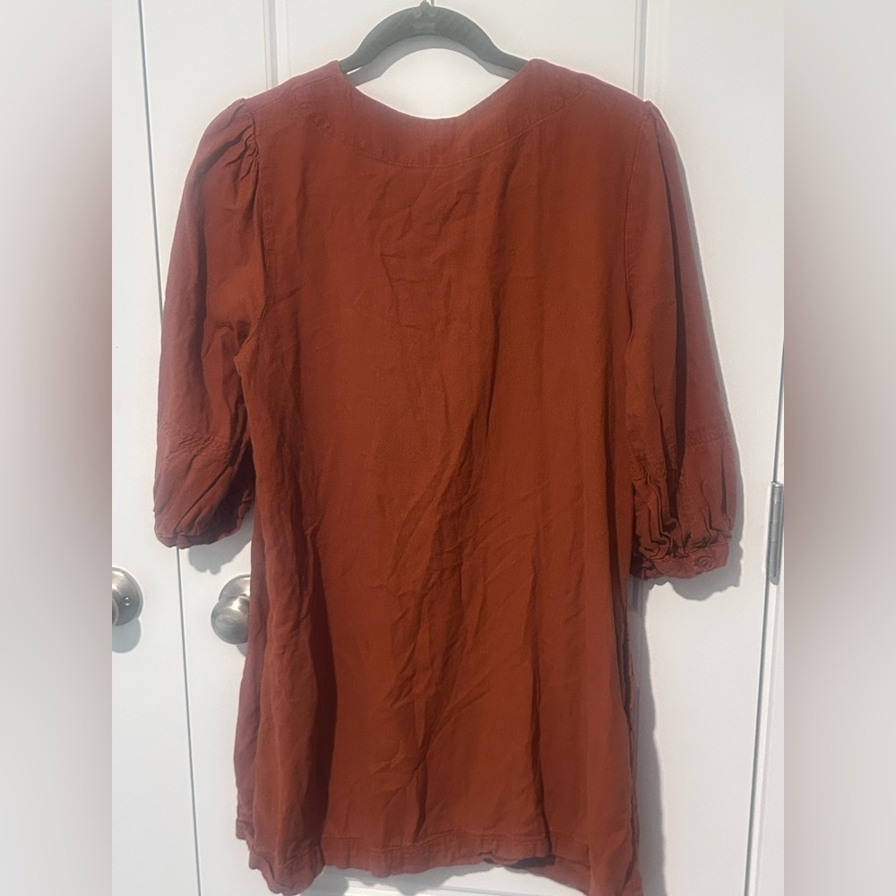 Who What Wear Medium Orange Lace-Up Dress - Picture 4 of 7